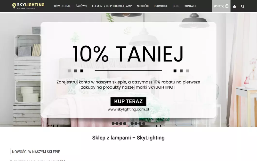 Skylighting sklep z lampami - podgląd