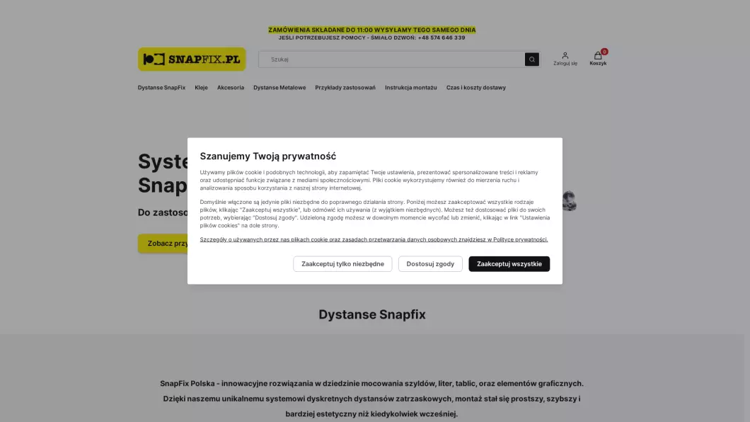 SnapFix Dystanse montażowe - podgląd